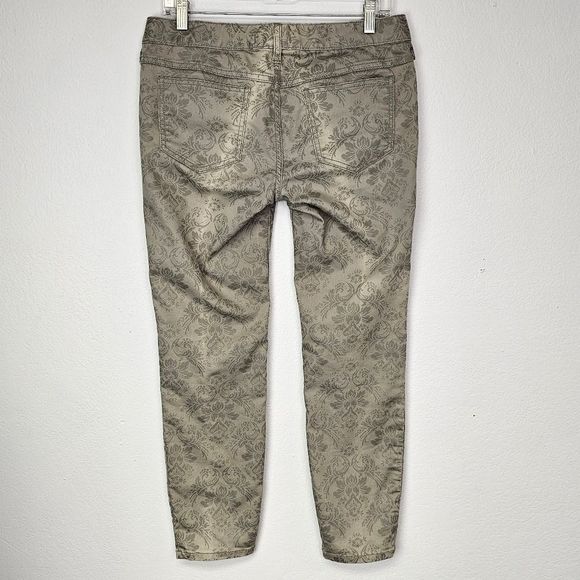 Free People Jeans Tan Print Midrise Skinny Ankle Size 30 Western Country - Picture 5 of 10